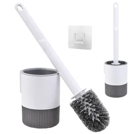 Szczotka do WC toalety łazienki klasyczna z pojemnikiem szara