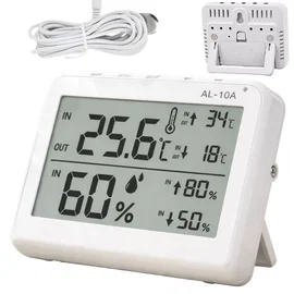 Stacja pogodowa LCD z termometrem, sondą, higrometrem, magnesem, do użytku pokoj