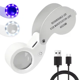 Lupa powiększająca jubilerska LED UV składana ładowana USB do czytania 60x