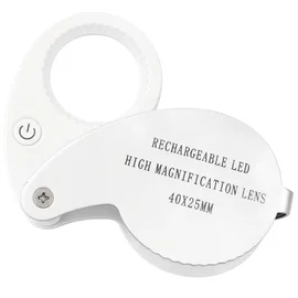 Lupa jubilerska powiększenie 40x kieszonkowa składana 25mm dioda 9 led