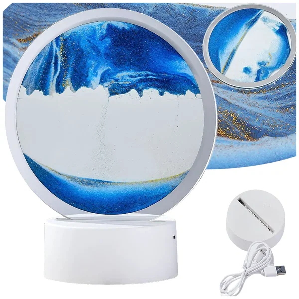 Lampa piaskowa 3D z ruchomym dynamicznym piaskiem, dekoracyjna na biurko USB LED