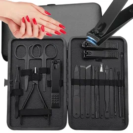 Zestaw do paznokci przybornik manicure pedicure etui cążki 18 elementów
