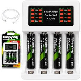 Ładowarka do akumulatorków AA i AAA LED + 4 akumulatorki AAA kabel USB-C Verk Gr