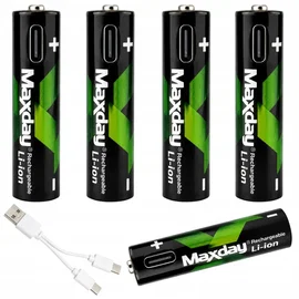 Akumulatorki baterie paluszki AAA Li-Ion 1,5V 660mWh 4 szt ładowane USB-C