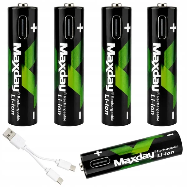 Akumulatorki baterie paluszki AAA Li-Ion 1,5V 660mWh 4 szt ładowane USB-C