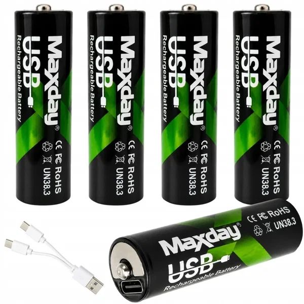 Akumulatorki baterie paluszki AA Li-Ion 1,5V 2200mWh 4 sztuki ładowane USB-C