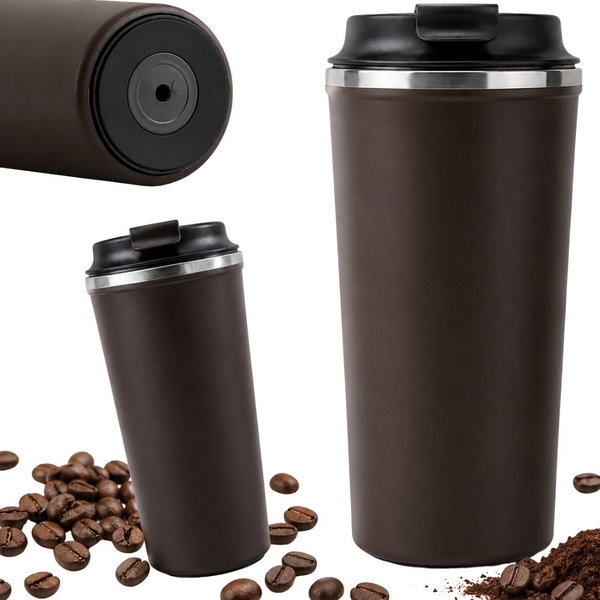Kubek termiczny termos na gorące napoje kawa 500 ml z przyssawką anti-spill