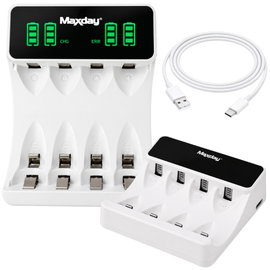 Ładowarka do akumulatorków AA i AAA USB-C LCD 4 sloty szybkie ładowanie