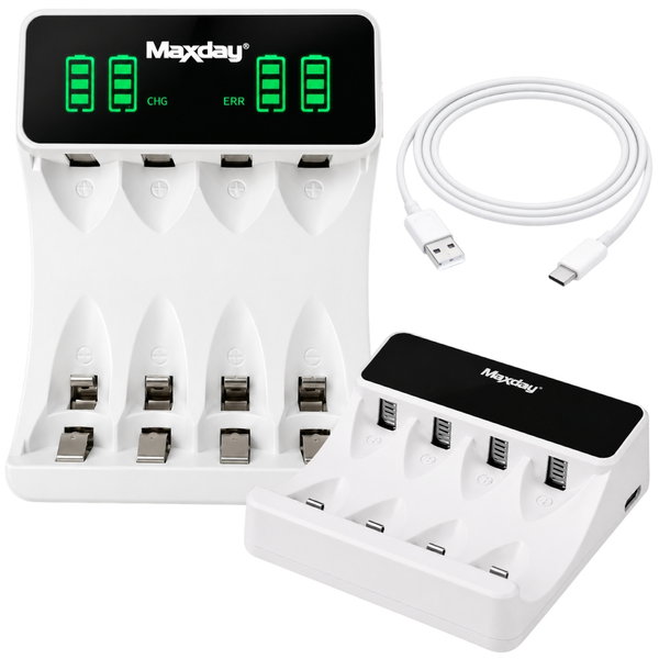 Ładowarka do akumulatorków AA i AAA USB-C LCD 4 sloty szybkie ładowanie