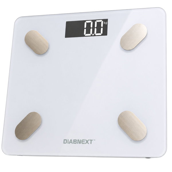 Waga łazienkowa elektroniczna 180 kg biała szklana LCD analityczna slim fit
