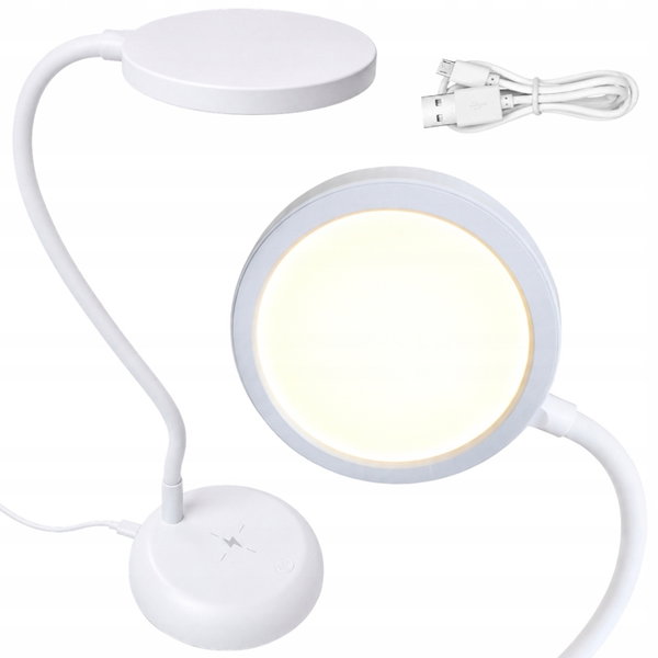 Lampka biurkowa LED elastyczna stojąca dotykowa giętka biała szkolna USB-C