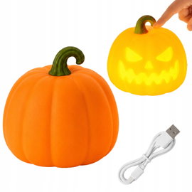 Lampka nocna biurkowa dynia Halloween dekoracja LED timer akumulatorowa