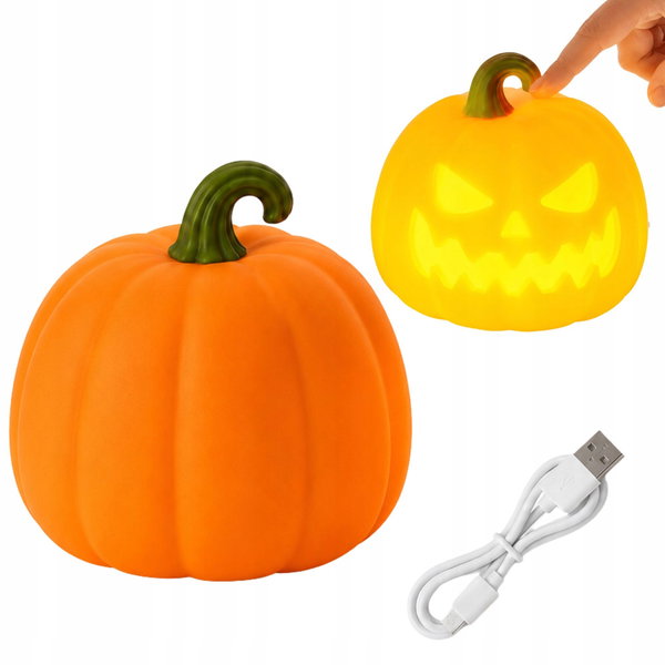 Lampka nocna biurkowa dynia Halloween dekoracja LED timer akumulatorowa