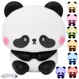 Lampka nocna silikonowa panda LED RGB dla dzieci dotykowa akumulatorowa
