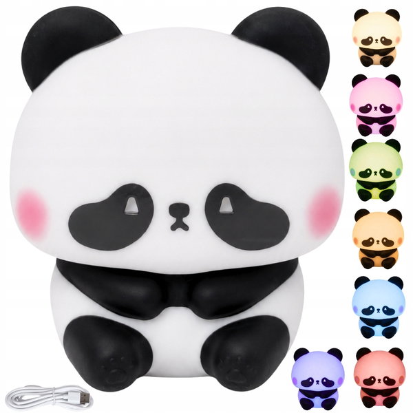 Lampka nocna silikonowa panda LED RGB dla dzieci dotykowa akumulatorowa
