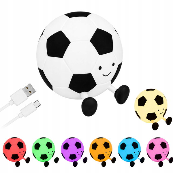 Lampka LED piłka nożna silikonowa miękka kolorowa USB RGB dotykowa timer