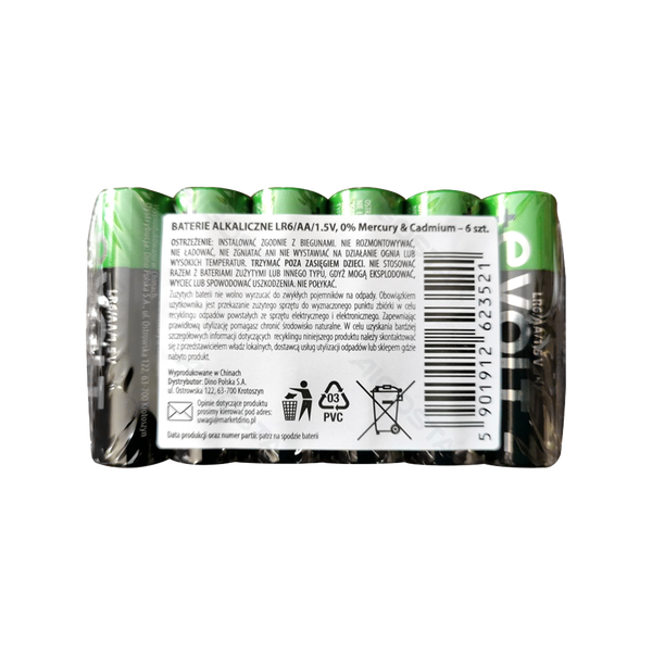 Bateria alkaliczna LR6 AA 1,5V zestaw 6 sztuk do długotrwałego zasilania