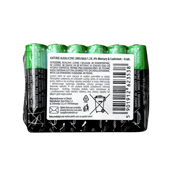 Baterie alkaliczne AAA LR03 1,5V 6 sztuk zapewniające niezawodne zasilanie