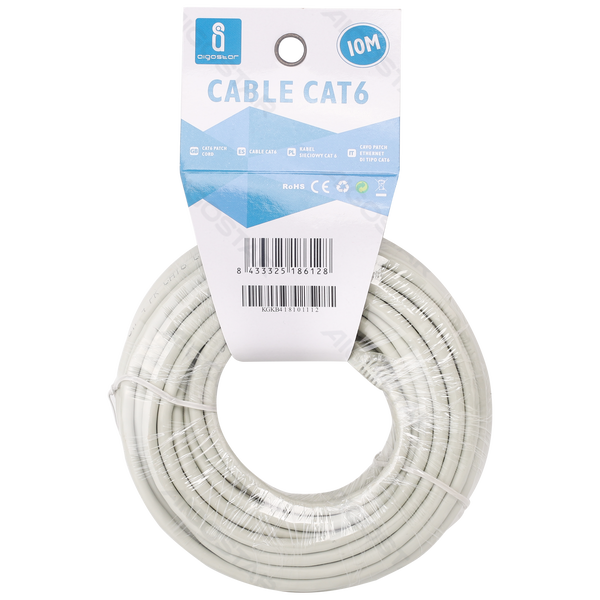 Kabel sieciowy CAT6 10 m z wtykiem RJ45 biały okrągły do szybkiego internetu