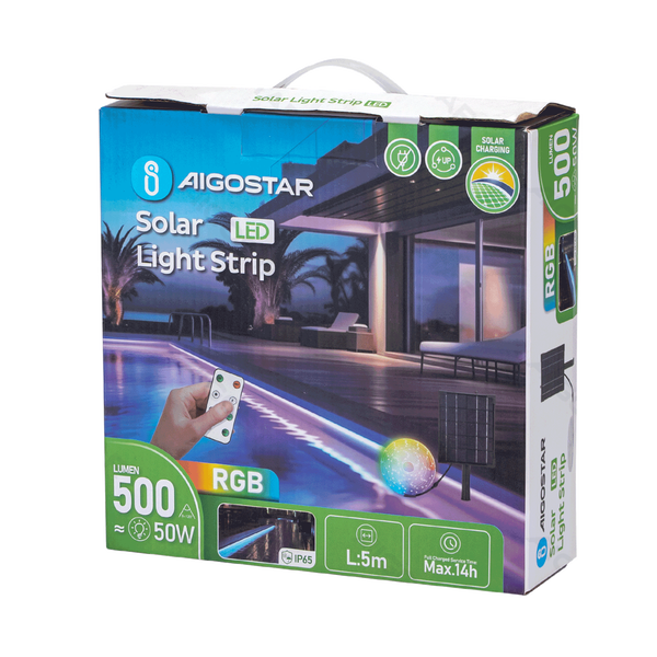 Solarny pasek LED 50W RGB 2+5 m kabel do efektownego oświetlenia dekoracyjnego