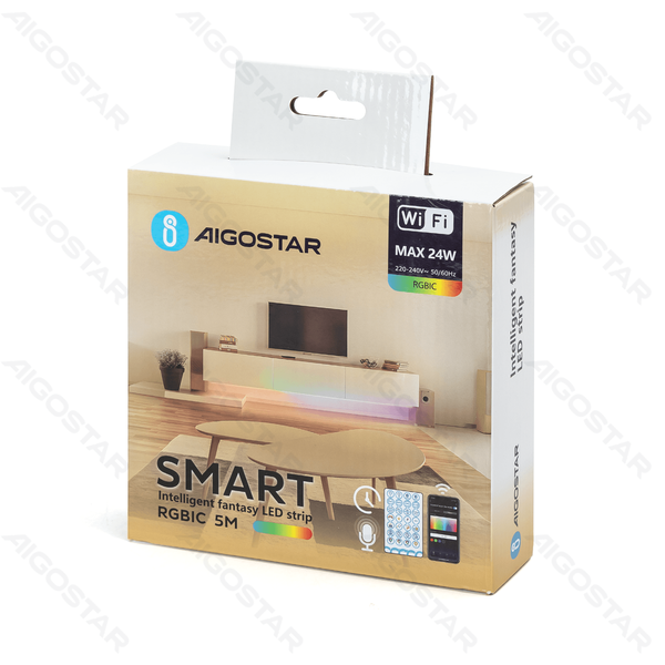 Inteligentna taśma LED RGBIC 24V 24W 5m 30 LED/m IP65 WiFi do efektów świetlnych