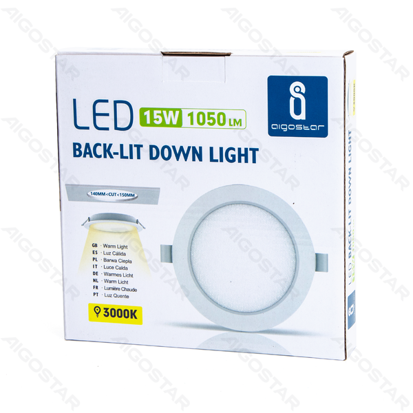 Okrągła oprawa sufitowa LED 15W 3000K wpuszczana do salonu