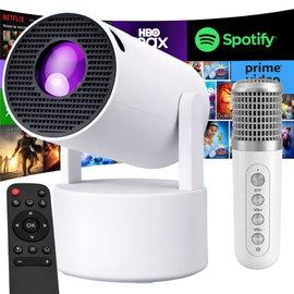 Projektor rzutnik android smart tv led wifi głośnik + mikrofon bluetooth