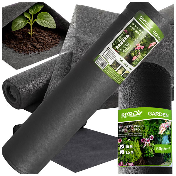 Gruba agrowłóknina 50g 1,5m x 50m antchwastowa mata ściółkująca czarna