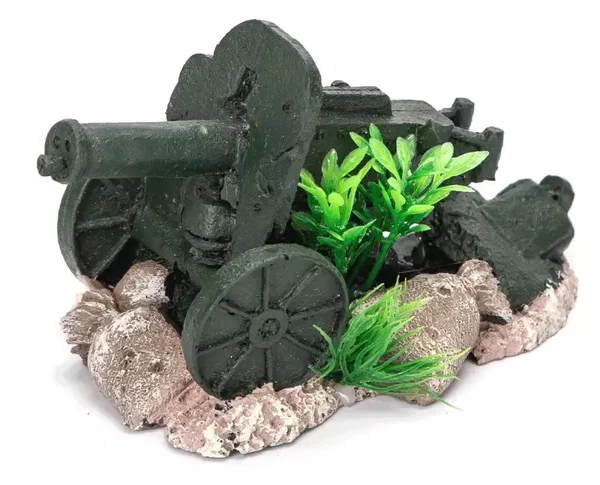 Karabin maszynowy dekoracja do akwarium małe działko 13.5x7x7.5cm
