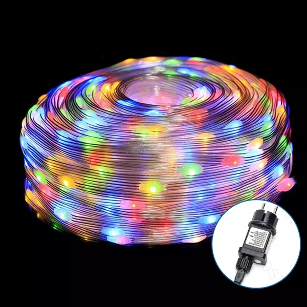 Sznur świetlny 10m multikolor 100led RGB-IC na baterie z pilotem 32key