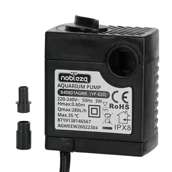 Pompka zanurzeniowa napowietrz 3W 280L/h do akwarium z regulacją