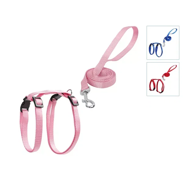 Szelki dla kota ze smyczą gładkie długość 110 typ H 20-35/25-45cm