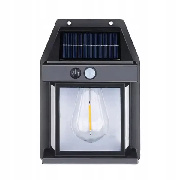 Lampa solarna kinkiet LED w stylu retro z czujnikiem ruchu i zmierzchu