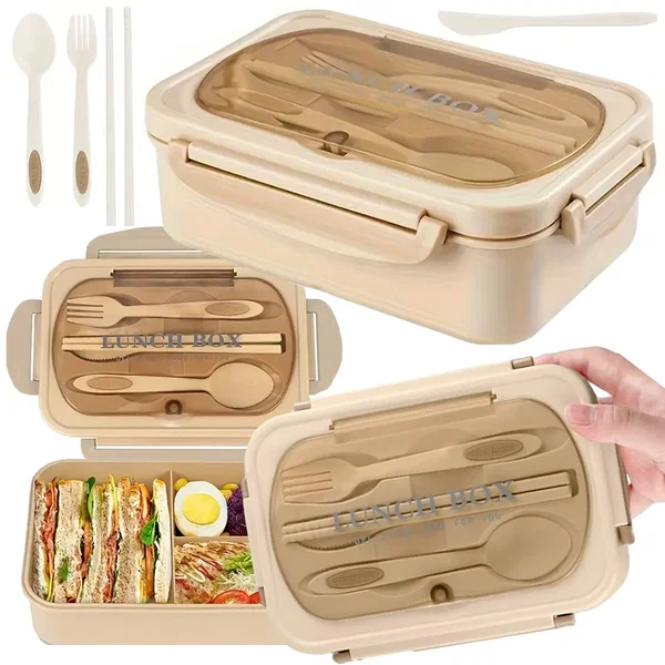 Lunchbox śniadaniówka pojemnik na śniadanie obiad z przegródkami i sztućcami Ver