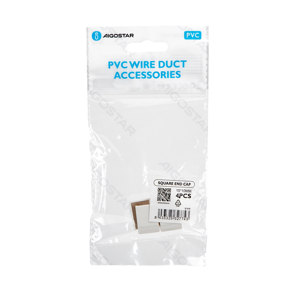 Zaślepki kwadratowe 15x10 mm białe PVC do korytka 4 sztuki praktyczne i trwałe