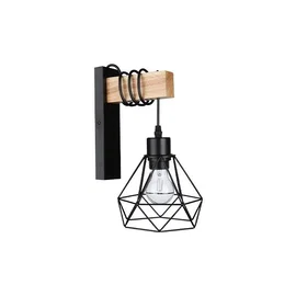 Kinkiet LED Otto 50W czarny stal drewno 200x140x250mm IP20 do wnętrz