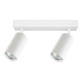 Kinkiet LED GU10 2x35W biały ruchomy IP20 do wnętrz - biały prążkowany walec