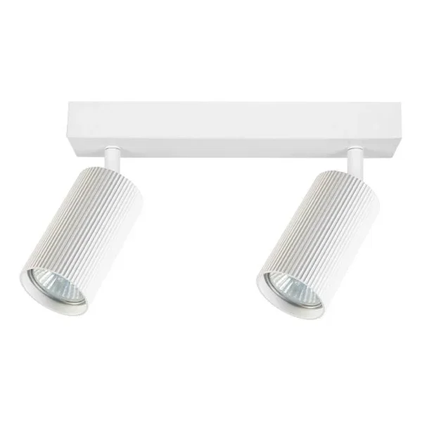 Kinkiet LED GU10 2x35W biały ruchomy IP20 do wnętrz - biały prążkowany walec
