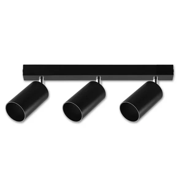 Kinkiet LED GU10 3x35W czarny ruchomy do wnętrz - czarne cylindryczne reflektory