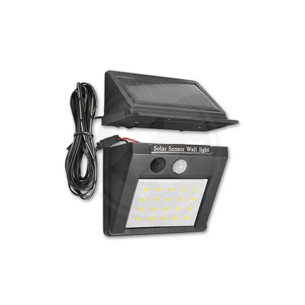 Lampa LED solarna 3W 6500K IP44 czujnik ruchu 2,5m kabel do ogrodu i elewacji