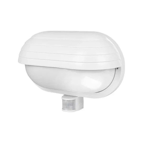 Oprawa architektoniczna E27 60W IP44 biała z czujnikiem PIR do wejścia i na scho