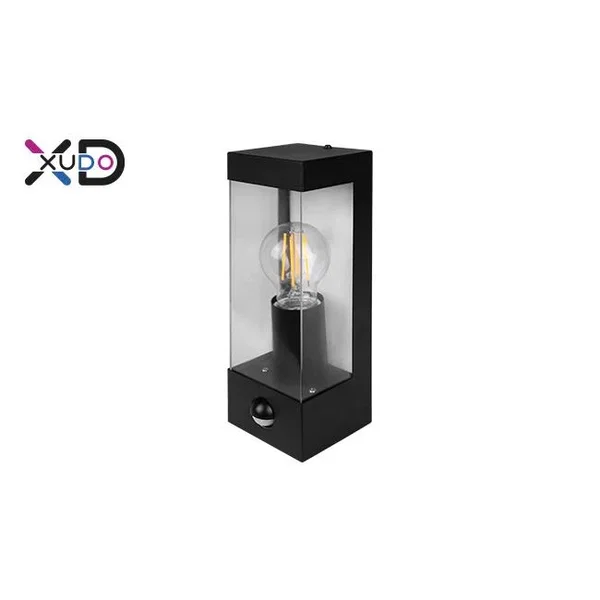 Kinkiet zewnętrzny LED E27 15W czarny IP44 PIR do wejścia i na schody