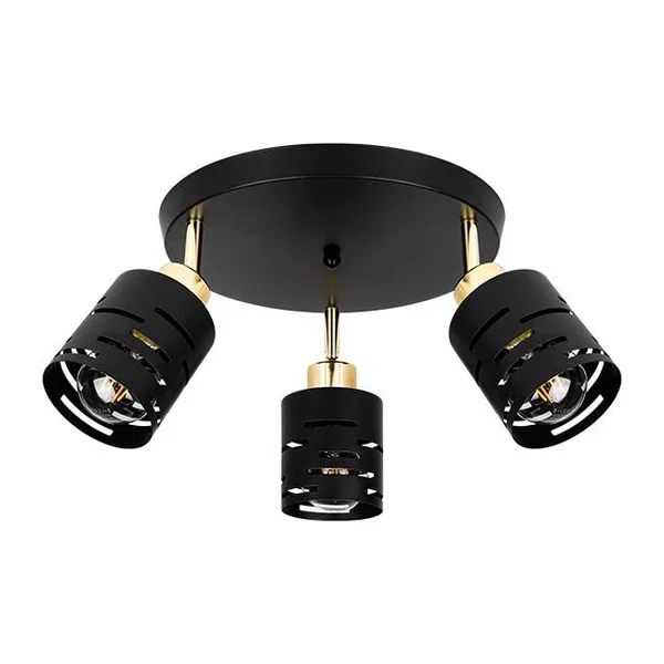 Kinkiet LED E27 3x35W czarny złoty ruchomy do salonu i korytarza