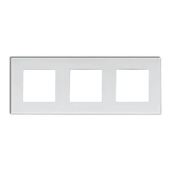 Ramka szklana potrójna biała 228x86mm do gniazd