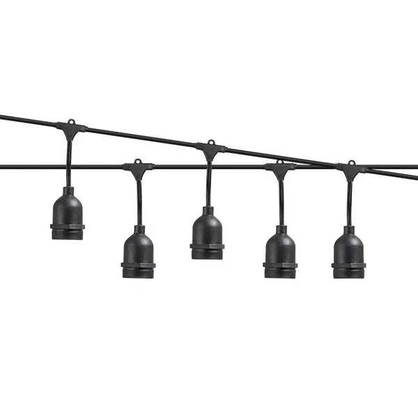 Girlanda LED 24V 15m 15x E27 IP44 czarna do ogrodu i altany