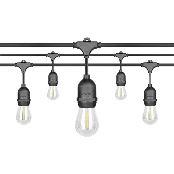 Girlanda LED 24V 10m 10x E27 IP44 czarna do ogrodu i altany