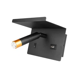 Kinkiet LED G9 35W czarny mat złoty z USB do czytania