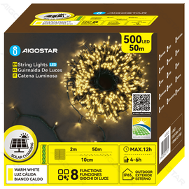 String Lights Solar Flat string lights Linear Dark green cable Warm light 2M+50M
