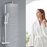 ZESTAW PRYSZNICOWY REGULOWANY Z TERMOSTATEM DESZCZOWNICA INOX 30CM BATERIA