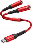 ROZDZIELACZ ROZGAŁĘŹNIK SŁUCHAWEK USB C NA JACK AUX PODWÓJNY KABEL AUDIO